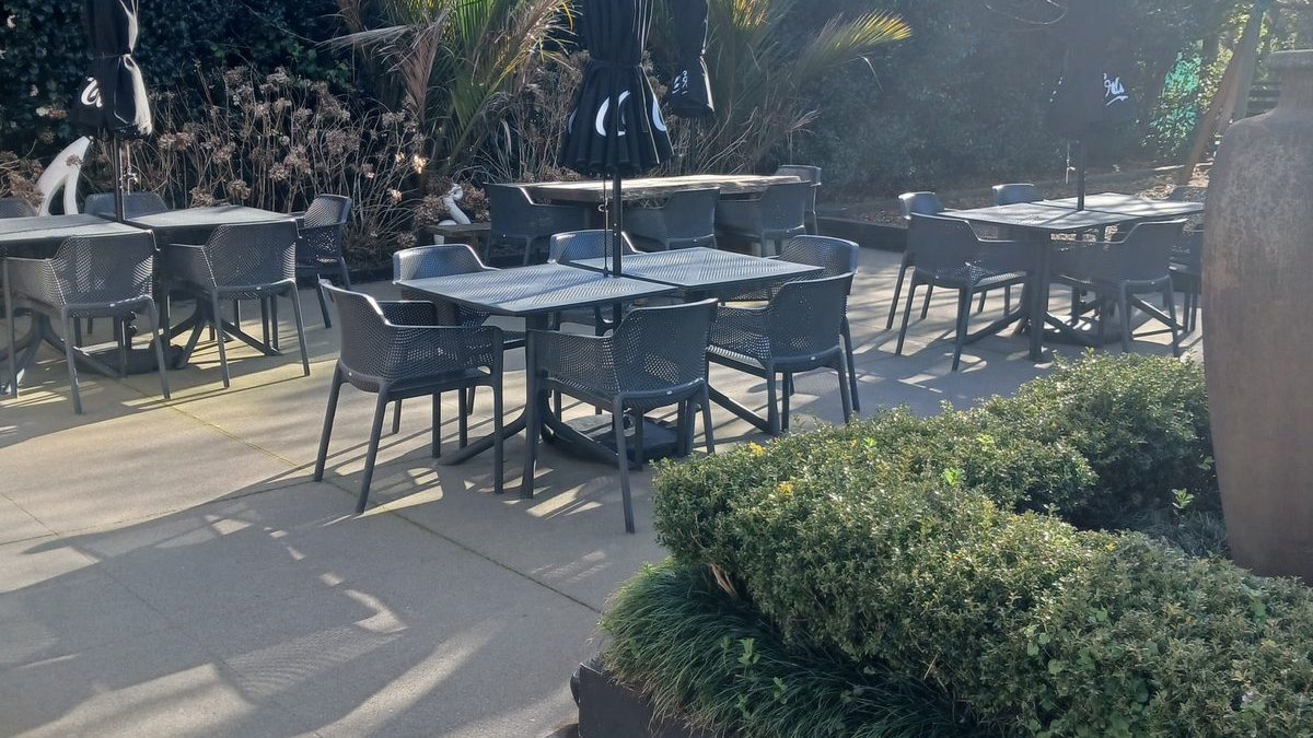 Garden patio seating, Big Jim's Garden Cafe, Bell Block