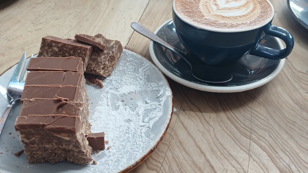 Hedgehog slice and coffee — East End Cafe