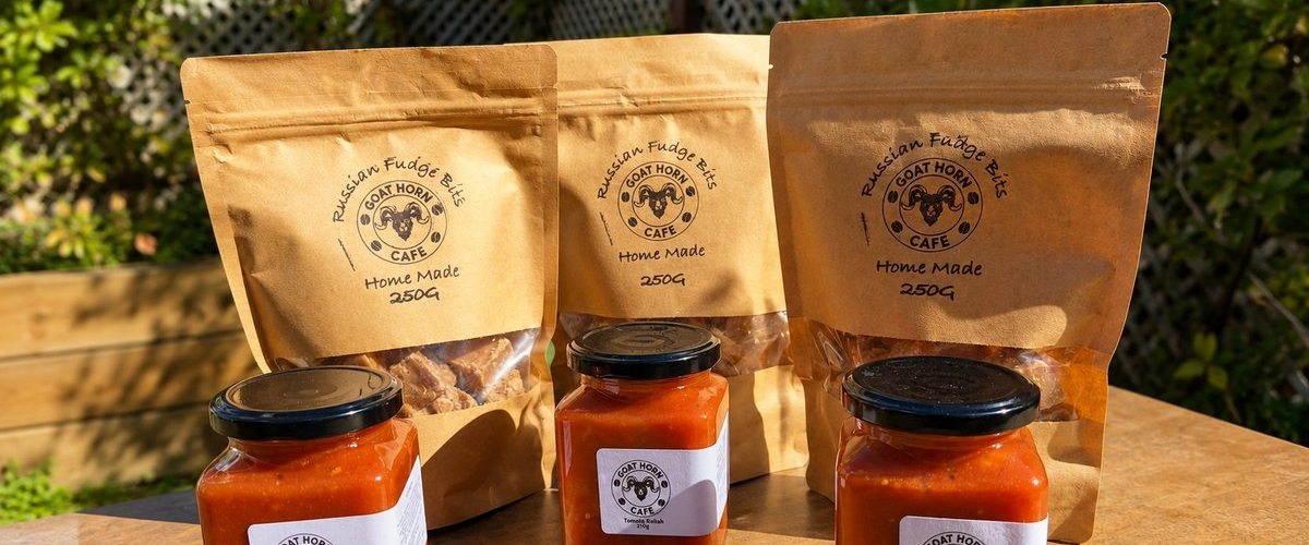 House-made relish and Russian fudge — Goat Horn Cafe