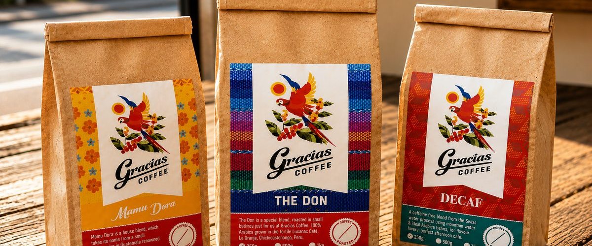 Gracias Roastery — three roasts: Mamu Dora, The Don, and Decaf