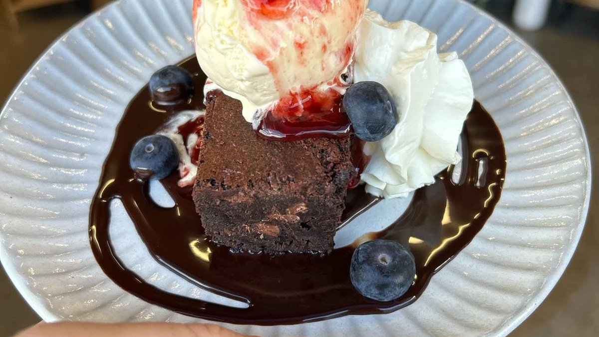 Decadent dessert slice from Manna's cabinet, Edgecumbe