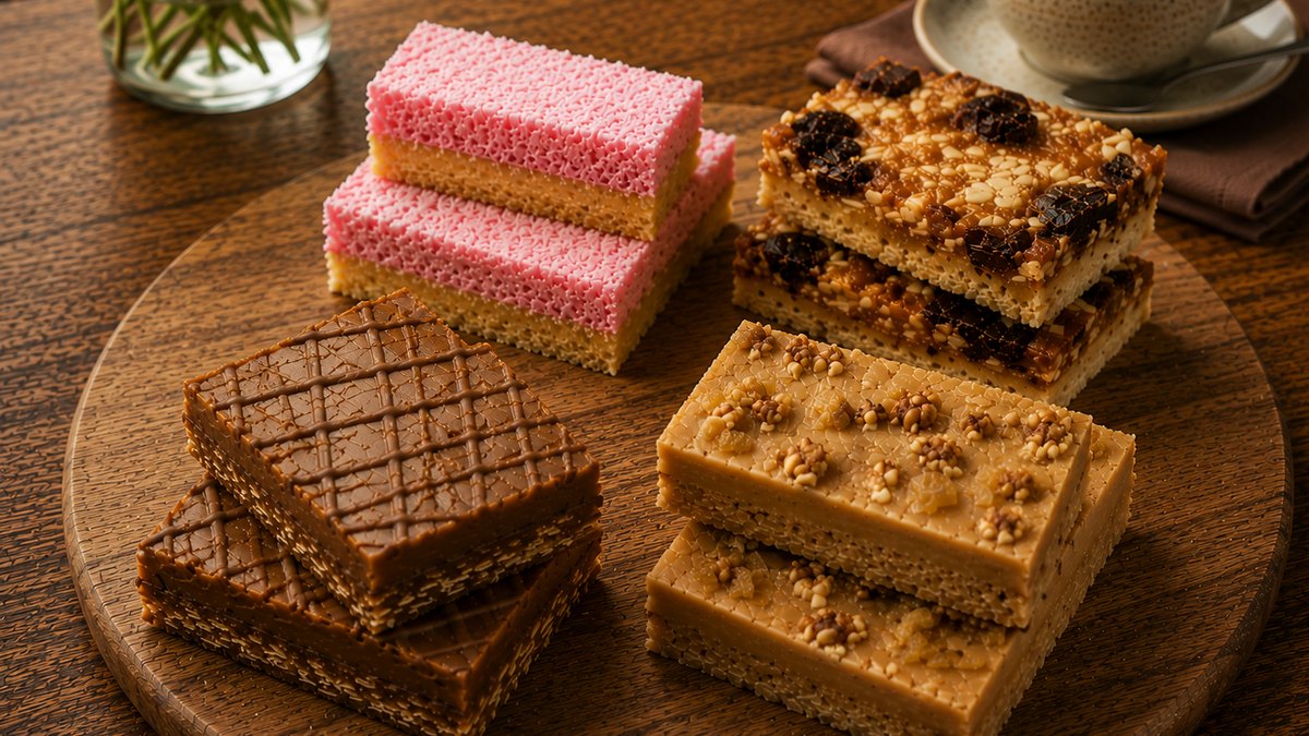 Cabinet slices — lolly cake, caramel, ginger crunch and fruit slice