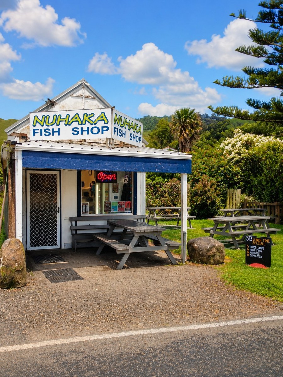 Nuhaka Fish Shop, 9 Ngatairangi St, Nuhaka — SH2