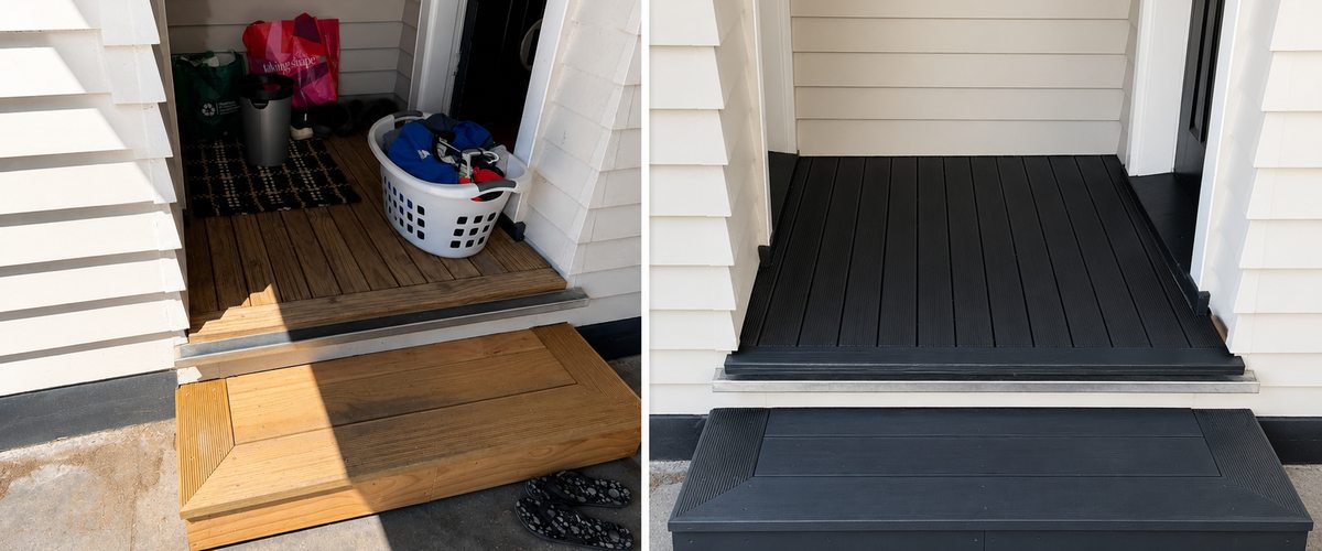 Back door steps before and after — Wolf's Painting Rotorua